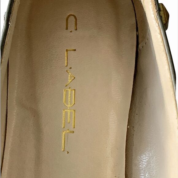 C.Label  Black Grey Patent Leather Rock Stud Flats 6.5 - Picture 4 of 8